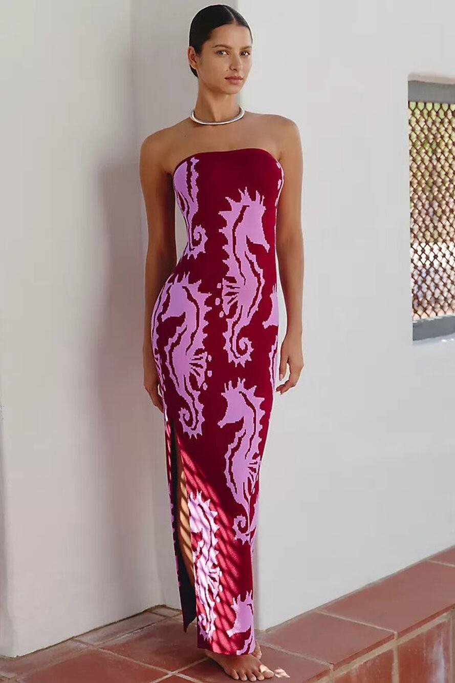 Celandine Strapless Sleeveless Midi Dress - L